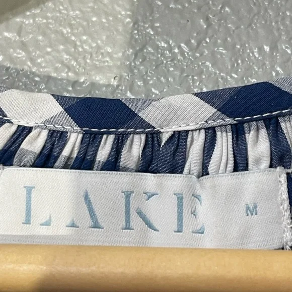 LAKE Hammock midi dress in navy and white gingham - Size M - Picture 3 of 4